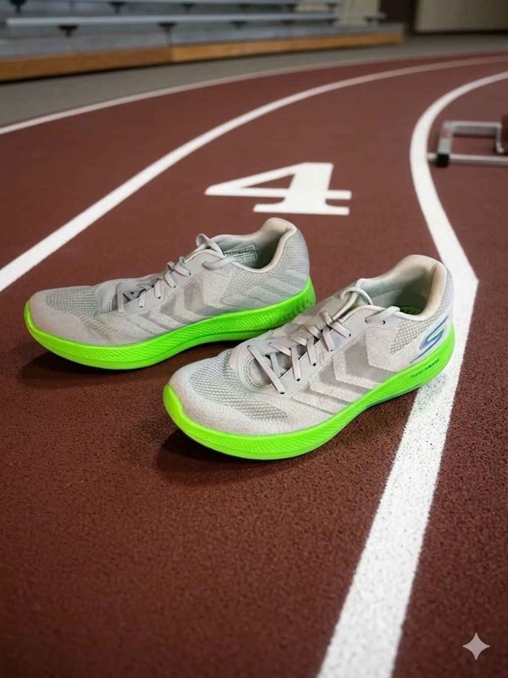 Skechers Light Gray Athletic Sneakers with Neon Green Soles